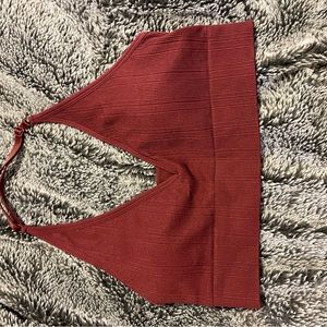 VS Pink- bralette styled sports bra. Never worn. Burgundy color. Size large.